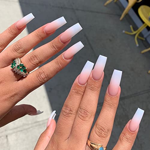 COSLIFESTORE-500pcs Acrylic Long Square French Style False Nails, 10 Sizes, 50pcs Each, Matte Finish, Transparent Color, Solid Pattern, Full Well Tips, Professional Nail Art Tips for Salon & DIY (LONG, NATURAL) - Image 3