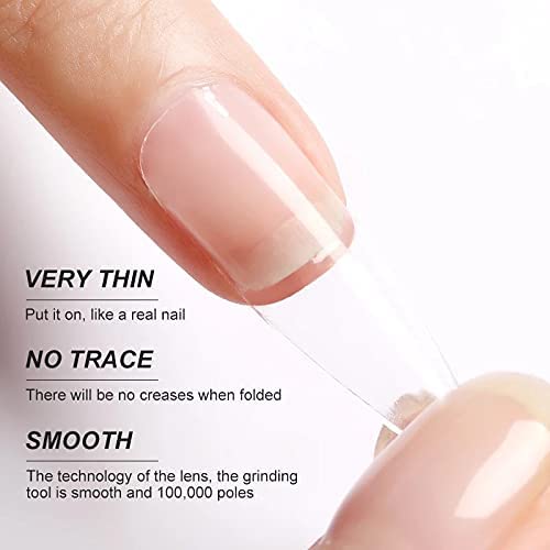 COSLIFESTORE-500pcs Acrylic Long Square French Style False Nails, 10 Sizes, 50pcs Each, Matte Finish, Transparent Color, Solid Pattern, Full Well Tips, Professional Nail Art Tips for Salon & DIY (LONG, NATURAL) - Image 4