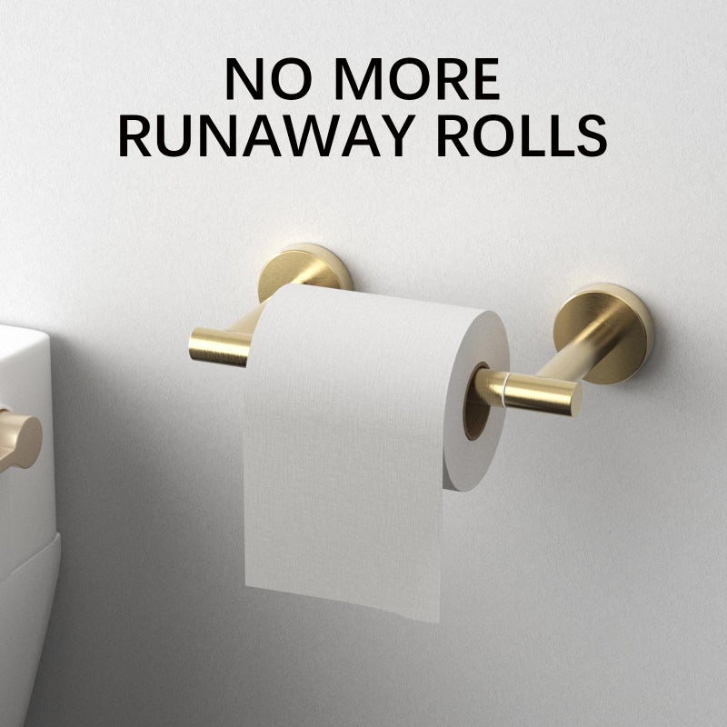 BWE حامل ورق المرحاض الذهبي المصقول BWE مثبت على الحائط بعمود مزدوج قابل للتدوير حامل ورق المرحاض من الفولاذ المقاوم للصدأ SUS 304 لحمام المطبخ ومرحاض RV - Image 3