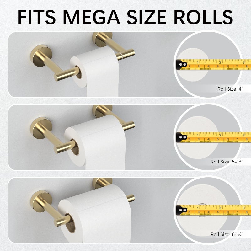 BWE حامل ورق المرحاض الذهبي المصقول BWE مثبت على الحائط بعمود مزدوج قابل للتدوير حامل ورق المرحاض من الفولاذ المقاوم للصدأ SUS 304 لحمام المطبخ ومرحاض RV - Image 4