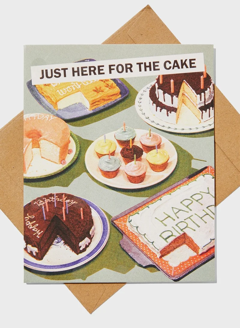 Typo Just Here For Cake Birthday Card