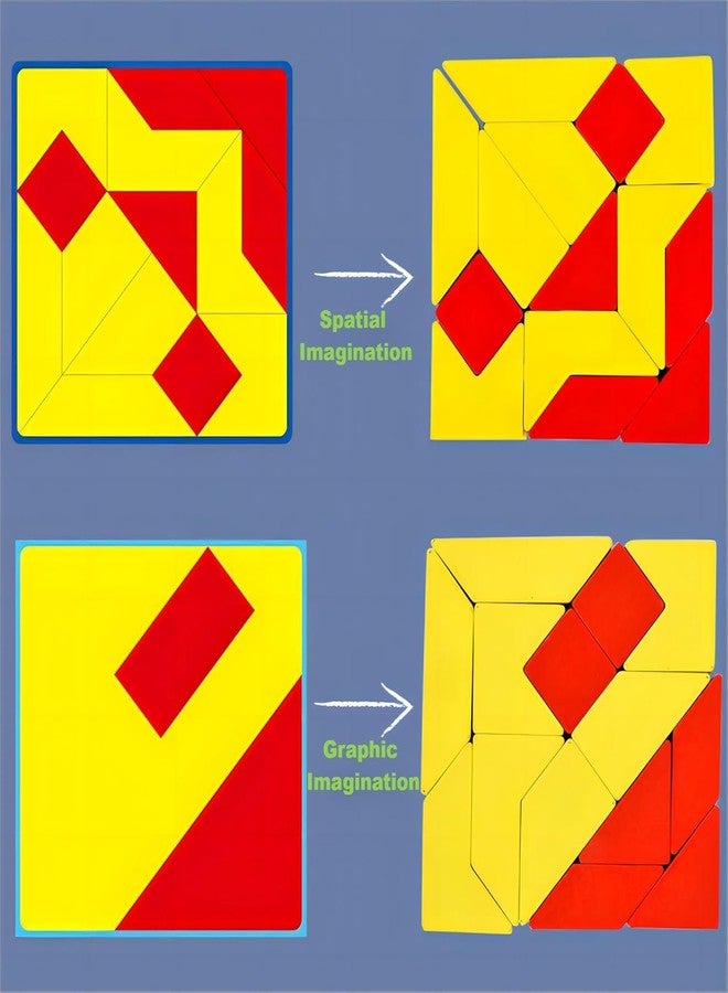 Little Mind Wooden Tangram Puzzle Game for Kids 3+ | Shape Pattern Matching & Brain Teaser Toy | Montessori Logic Thinking, Creativity & Problem Solving Educational Toy - Image 2