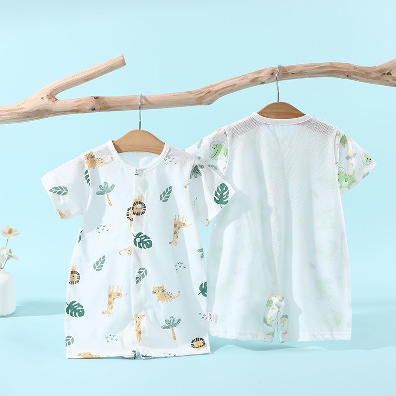 Short-Sleeved Baby Jumpsuit Summer Cotton Thin Baby Crawling Clothes Pajamas Summer Clothes For Men And Women - Image 2