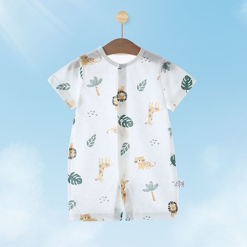 Short-Sleeved Baby Jumpsuit Summer Cotton Thin Baby Crawling Clothes Pajamas Summer Clothes For Men And Women - Image 5