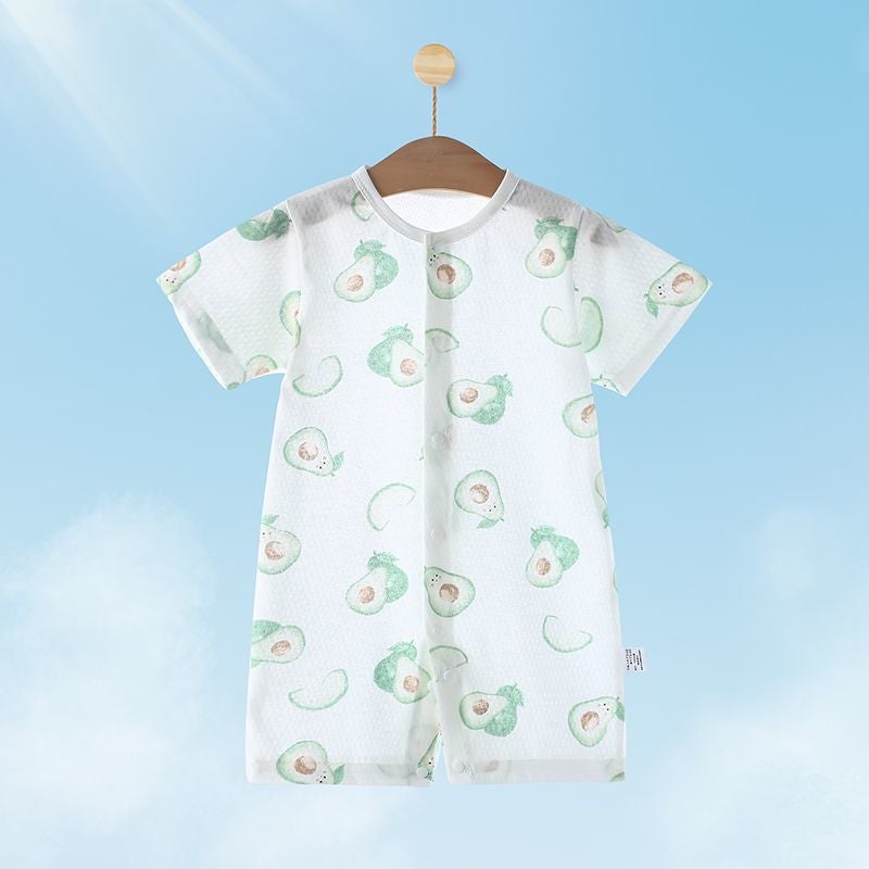 Short-Sleeved Baby Jumpsuit Summer Cotton Thin Baby Crawling Clothes Pajamas Summer Clothes For Men And Women - Image 3