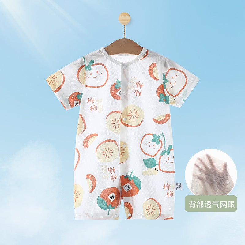 Short-Sleeved Baby Jumpsuit Summer Cotton Thin Baby Crawling Clothes Pajamas Summer Clothes For Men And Women - Image 1