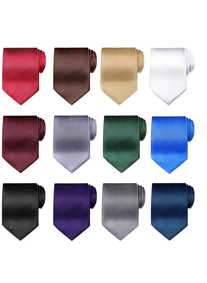 مجموعة رباطات عنق ساتان كلاسيكية صلبة للرجال - مثالية للأعمال، حفلات الزفاف والمناسبات الرسمية بألوان أنيقة - Image 1