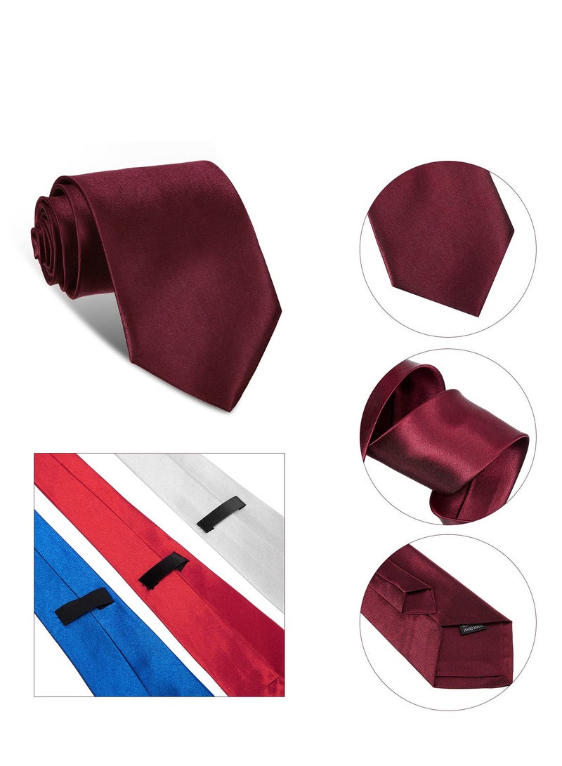 مجموعة رباطات عنق ساتان كلاسيكية صلبة للرجال - مثالية للأعمال، حفلات الزفاف والمناسبات الرسمية بألوان أنيقة - Image 3