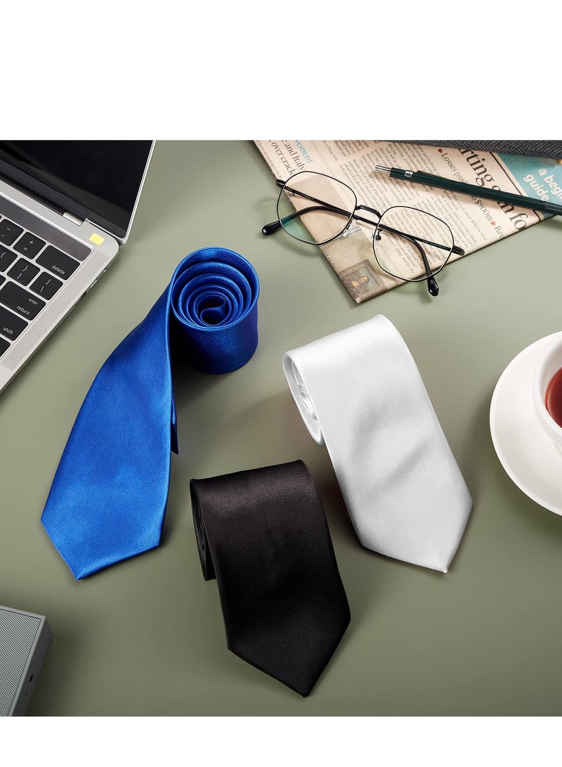 مجموعة رباطات عنق ساتان كلاسيكية صلبة للرجال - مثالية للأعمال، حفلات الزفاف والمناسبات الرسمية بألوان أنيقة - Image 4