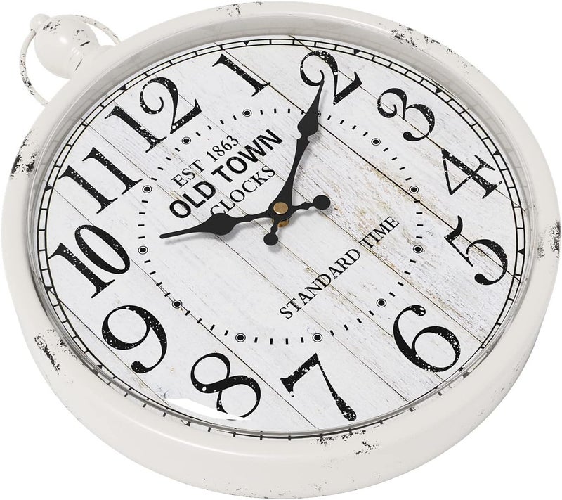 Menterry Retro Round Wall Clock. White Vintage Antique Style. Battery Operated Silent Wall Clocks for Farmhouse,Bathroom,Kitchen,Bedroom,Office, (11.8" H x 9.3" W) - Image 4