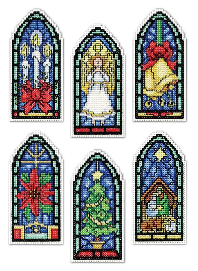 DesignWorks Ink Design Works Crafts Stained Glass Counted Cross Stitch Ornament Kit, White - Image 1