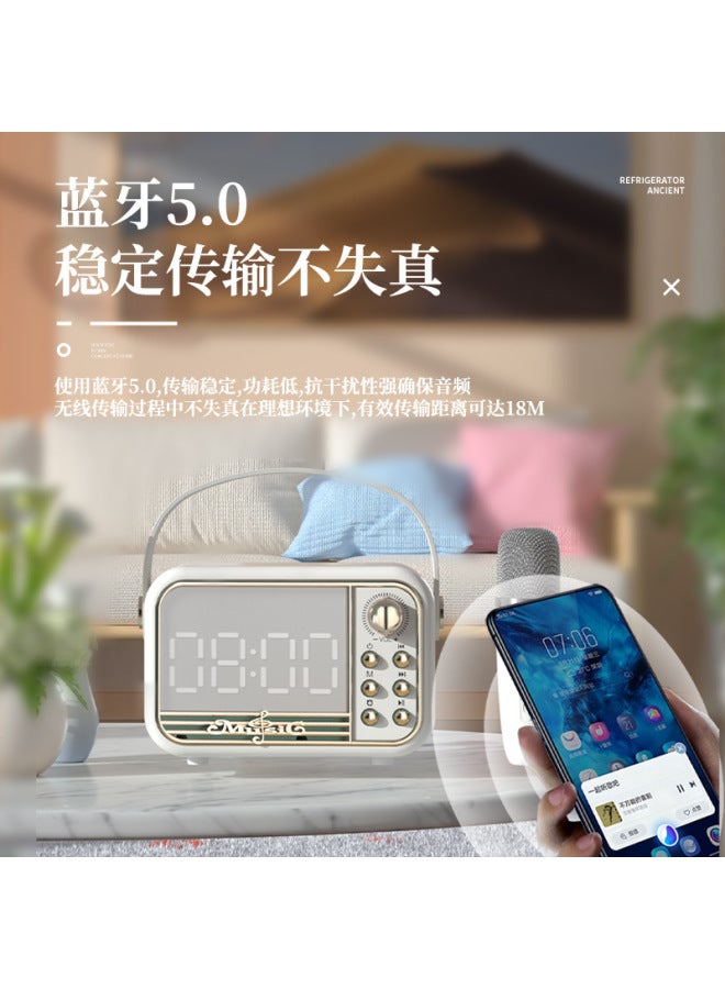 Cute New Clock Retro Bluetooth Speaker Home Desktop Clock Usb Charging Outdoor Portable Microphone Bluetooth Sound - Image 2