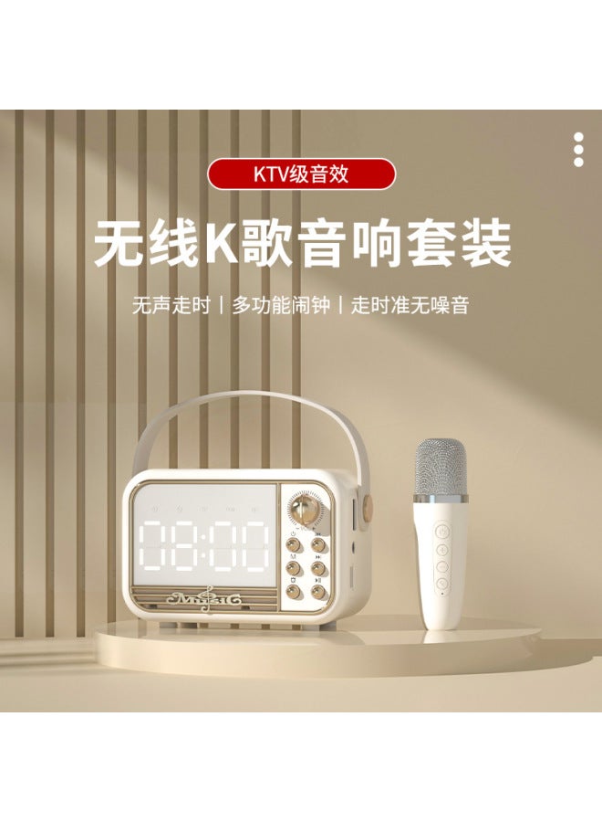 Cute New Clock Retro Bluetooth Speaker Home Desktop Clock Usb Charging Outdoor Portable Microphone Bluetooth Sound - Image 1