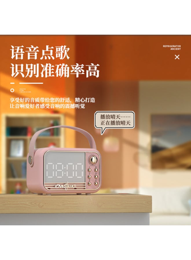 Cute New Clock Retro Bluetooth Speaker Home Desktop Clock Usb Charging Outdoor Portable Microphone Bluetooth Sound - Image 3