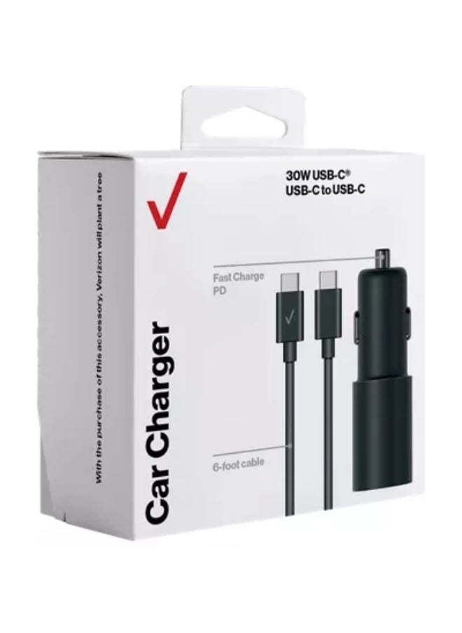 USB-C Car Charger 30W Car Adapter With 1.8M USB C TO USB C  Cable