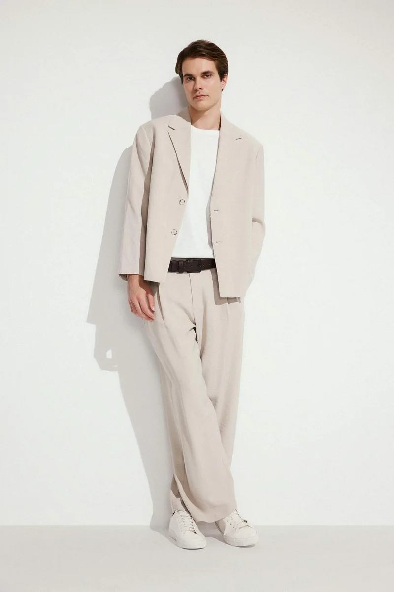 ديفاكتو Wide Leg Beige Trousers