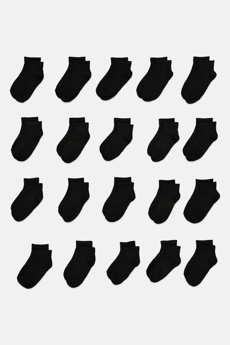 K-SWISS Kids Girl 20 Pairs Solid Quaters Socks, Black - Image 3