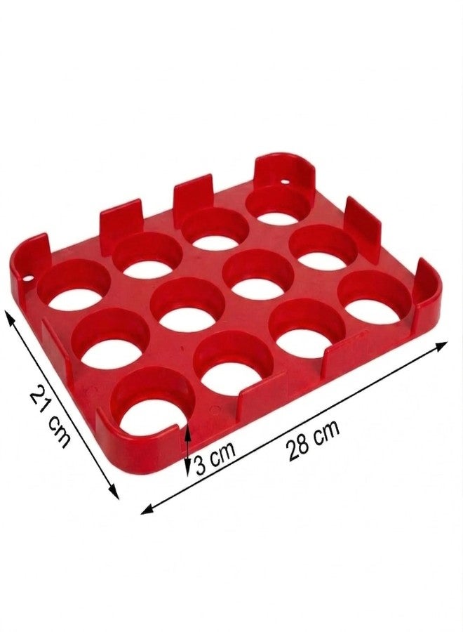 Btop® Burger Patty Maker Tray | Plastic | 12-Cavity Mould for Uniform Meat Patties (Red) - Image 2
