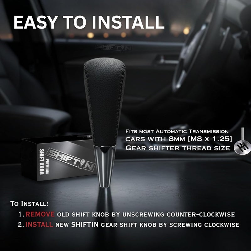 SHIFTIN Large Gear Shift Knob fits Toyota 4Runner Sequoia Highlander Tundra Prius-C & Lexus LX-470 LX570 LS-400 LS430 RX330 RX-350 RX400h Mazda Acura Scion 8mm Thread (Large Black Leather) - Image 4