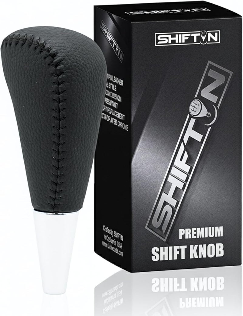 SHIFTIN Large Gear Shift Knob fits Toyota 4Runner Sequoia Highlander Tundra Prius-C & Lexus LX-470 LX570 LS-400 LS430 RX330 RX-350 RX400h Mazda Acura Scion 8mm Thread (Large Black Leather) - Image 1