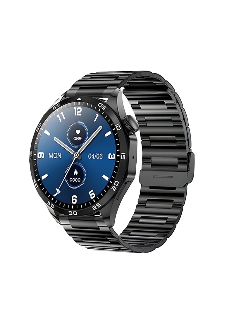Haino Teko - HainoTeko-4 Smart Watch, AMOLED Display, Water-Resistant Titanium Case, 3 Straps, Calls Support, and Arabic Language BLACK - Image 1