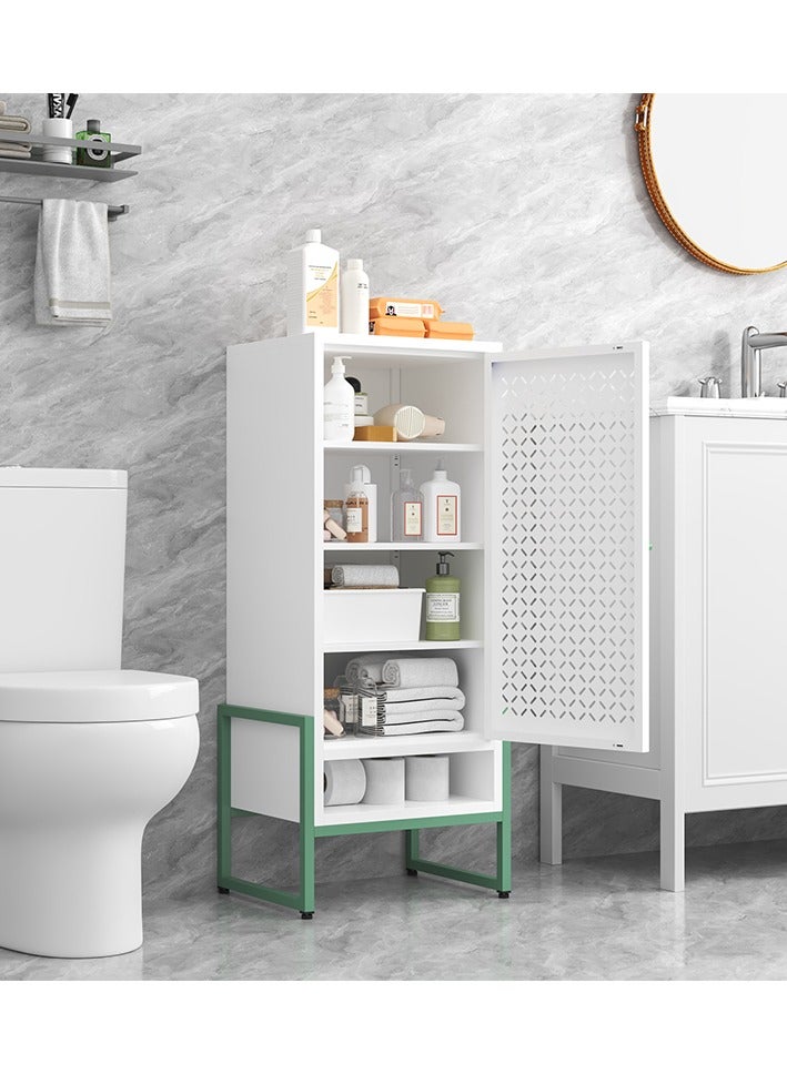 آي هوم شوب خزانة تخزين أحذية معدنية مقاس 46x35x108 سم للمدخل مع أبواب و 3 أرفف، خزانة أحذية صغيرة حديثة قائمة بذاتها مع أرجل قابلة للتعديل للممر، غرفة المعيشة، الردهة، لون أبيض - Image 5