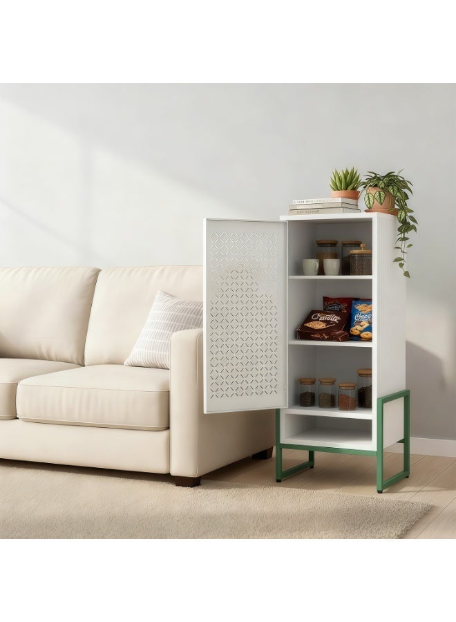 ihomeshop Metal storage cabinet, coffee cabinet, with adjustable shelves, freestanding storage unit, suitable for pantry, kitchen, bathroom and laundry room, sturdy and durable, rust-proof, easy to assemble (white). - Image 2