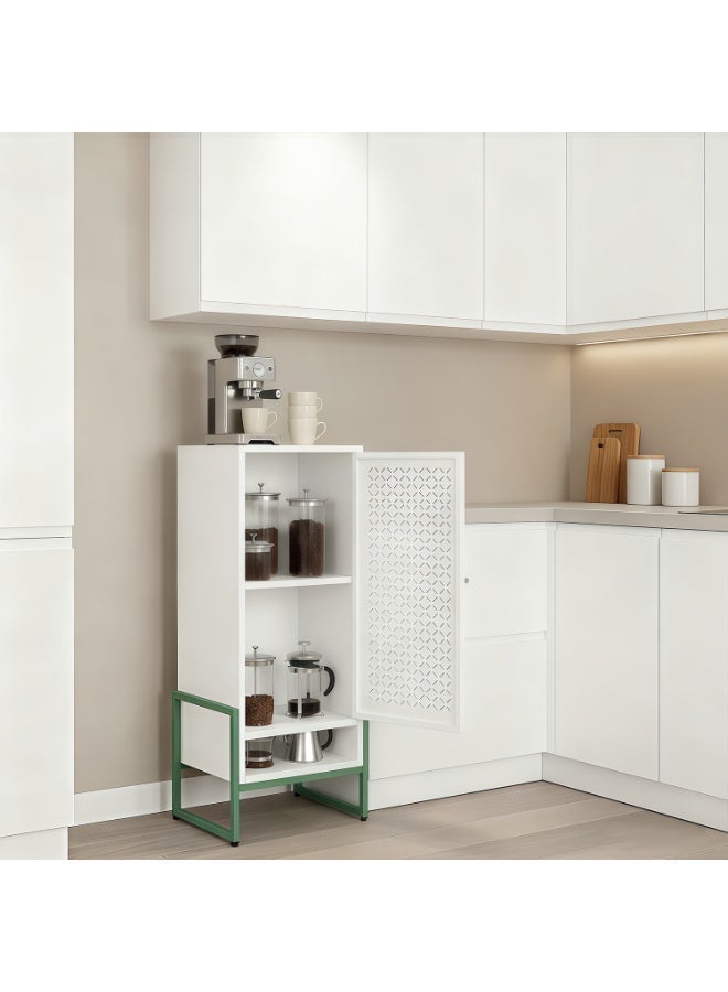 ihomeshop Metal storage cabinet, coffee cabinet, with adjustable shelves, freestanding storage unit, suitable for pantry, kitchen, bathroom and laundry room, sturdy and durable, rust-proof, easy to assemble (white). - Image 5