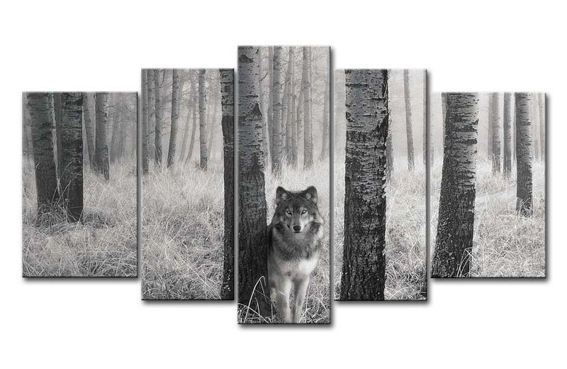 So Crazy Art 5 Panel Forest Wall Art for Office Decor SZ Fantastic Spring Morning Sunrise Picture Canvas Prints of Nice Sunshine Peeking Through Rainforest Waterproof Artwork 1 Thick Bracket Mounted Large  - Image 1