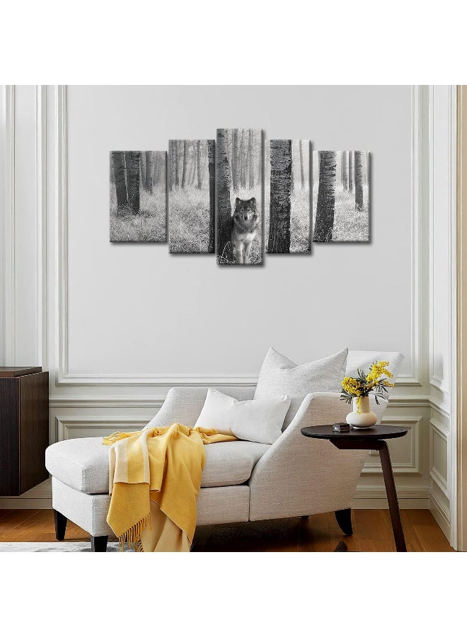 So Crazy Art 5 Panel Forest Wall Art for Office Decor SZ Fantastic Spring Morning Sunrise Picture Canvas Prints of Nice Sunshine Peeking Through Rainforest Waterproof Artwork 1 Thick Bracket Mounted Large  - Image 4