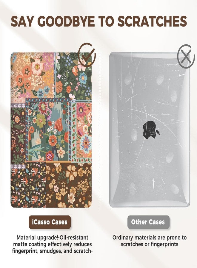 iCasso for MacBook Air 13 inch Case 2021 2020 2019 2018 Release A2337 M1 A2179 A1932, Flower Hard Shell Protective Case for MacBook Air 13.3 inch + Keyboard Cover + Screen Film, Brown Flower - Image 5