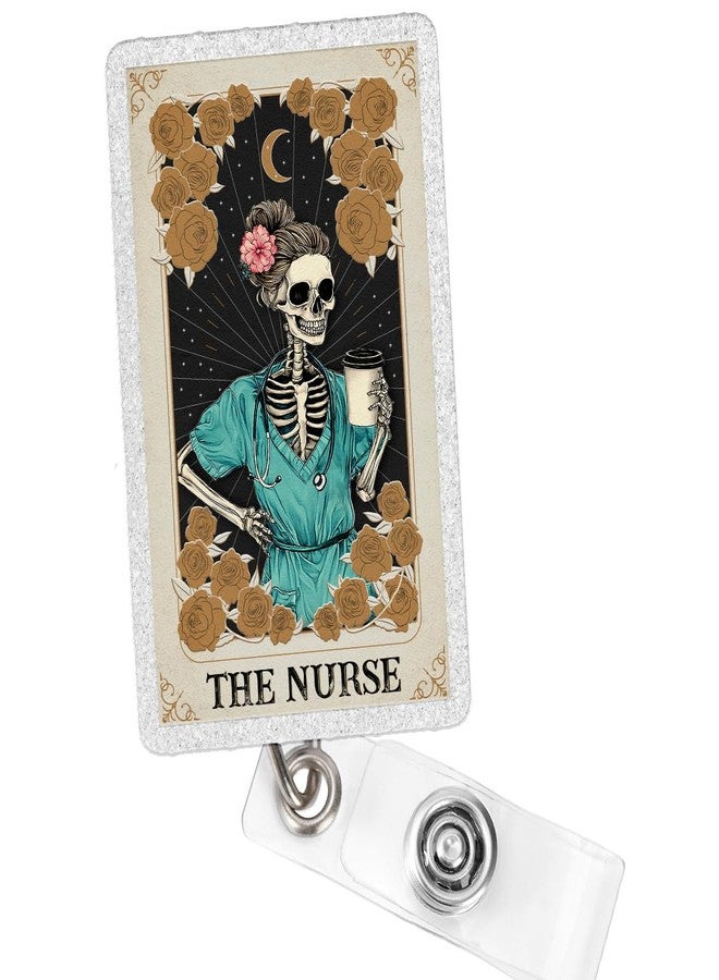 DOSINY Skeleton Nurse Badge Reel, Funny Retractable ID Holder with Alligator Clip for CNA RN LPN MA, Spooky Medical Badge Clip for Nursing Students, Teachers, Office Staff, Cute Healthcare Work Accessory - Image 1