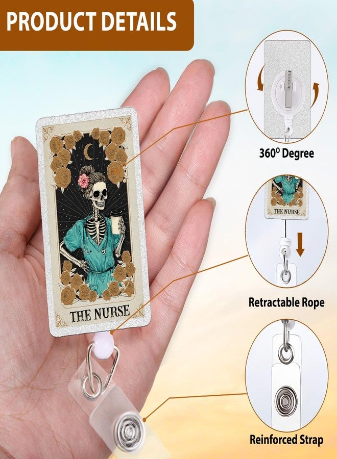 DOSINY Skeleton Nurse Badge Reel, Funny Retractable ID Holder with Alligator Clip for CNA RN LPN MA, Spooky Medical Badge Clip for Nursing Students, Teachers, Office Staff, Cute Healthcare Work Accessory - Image 3