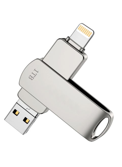 Flash Drive 1Tb Iphone Photo Stick Usb 3.0 Flash Drive Photo Stick Memory Stick External Storage For Iphone Ipad Android Pc Silver