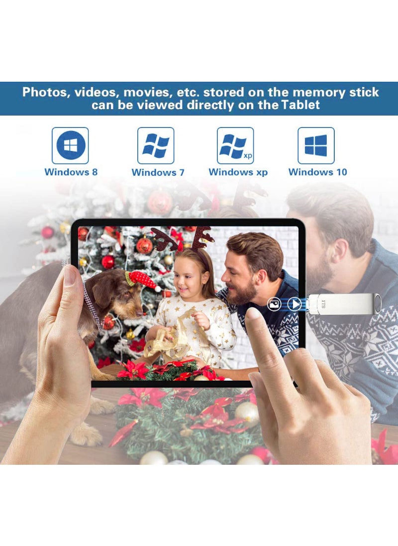 Generic - Flash Drive 1Tb Iphone Photo Stick Usb 3.0 Flash Drive Photo Stick Memory Stick External Storage For Iphone Ipad Android Pc Silver - Image 1