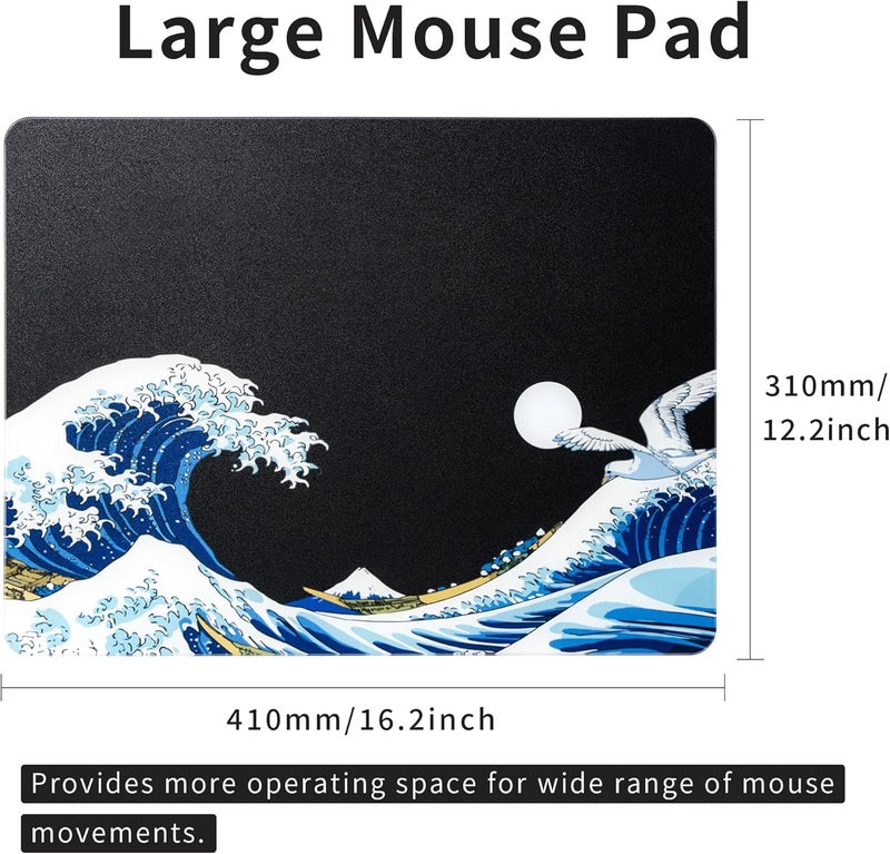GMKWTL XVX Glass Mouse Pad for Gaming, Black Coral Sea Hard Gaming Mousepad, Professional Large Mouse Mat 410mm*310mm, Special Glass Surface with Improved Precision and Speed - Image 2