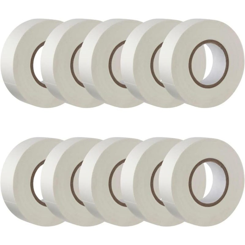 GTSE GTSE 10 Rolls of White PVC Electrical Insulation Tape, 20m x 19mm, Premium 10 Roll Bulk Pack  - Image 1