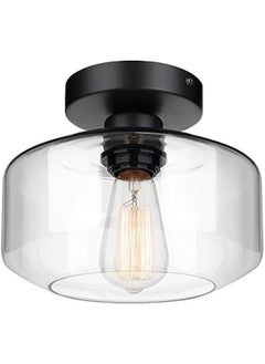 Arabest Vintage Industrial Clear Glass Pendant Light Fixture for Hallway, Farmhouse Style Ceiling Lamp Mount, Hanging Semi Flush Mount Lighting Fixture  - Image 1