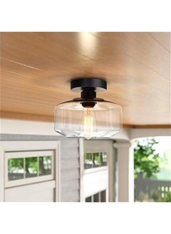 Arabest Vintage Industrial Clear Glass Pendant Light Fixture for Hallway, Farmhouse Style Ceiling Lamp Mount, Hanging Semi Flush Mount Lighting Fixture  - Image 4