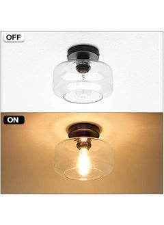 Arabest Vintage Industrial Clear Glass Pendant Light Fixture for Hallway, Farmhouse Style Ceiling Lamp Mount, Hanging Semi Flush Mount Lighting Fixture  - Image 5