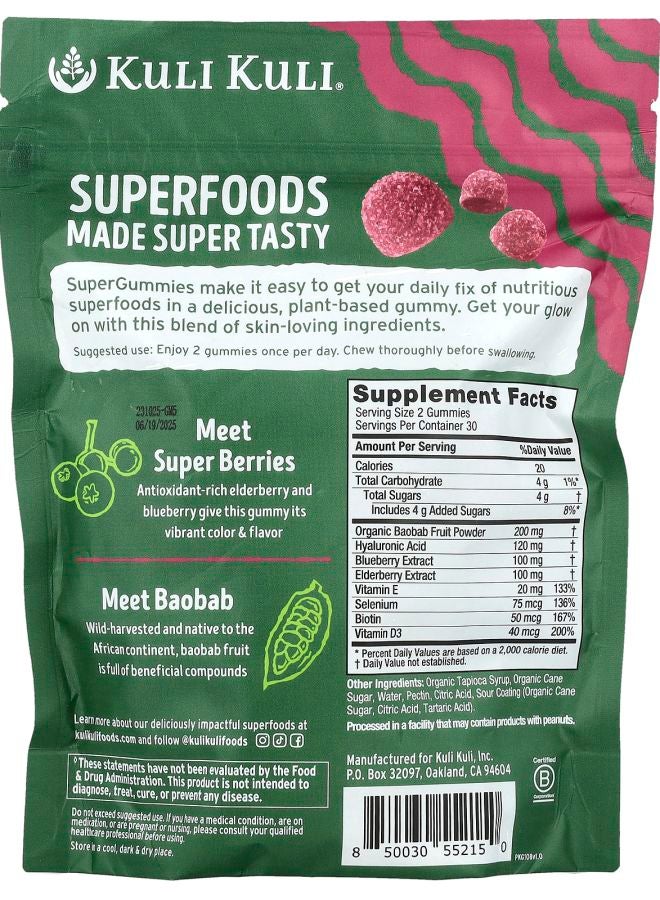 Kuli Kuli Super Gummies Berry Beautiful Sour Berry 60 Superfood Gummies - Image 2