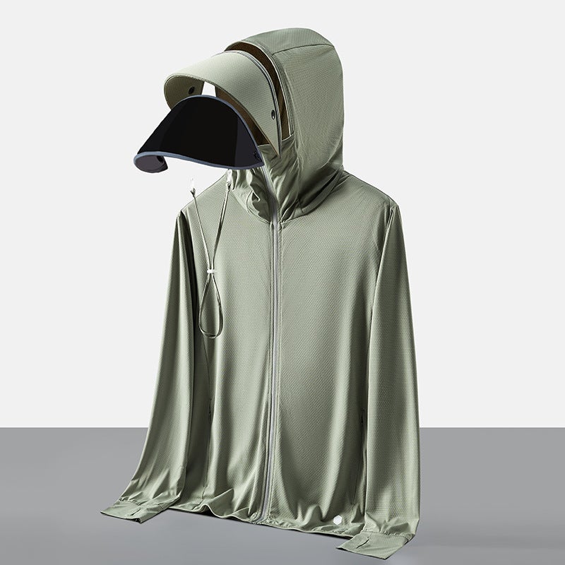 Generic UV Protection Lightweight Sunscreen Jacket Unisex Silver green-men's style