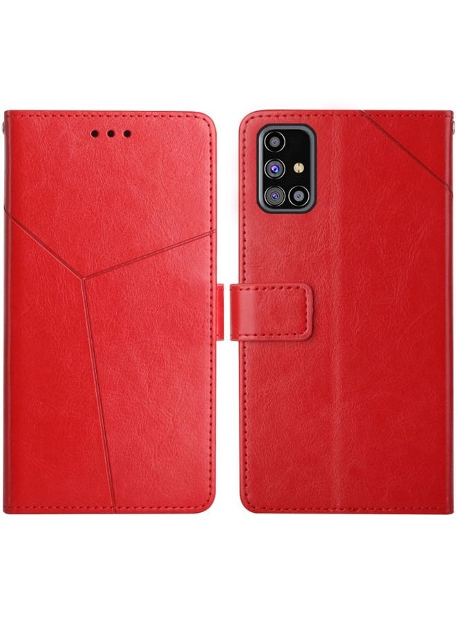 Generic - Case Cover For Samsung Galaxy M31s Y Stitching Horizontal Flip Leather Case with Holder & Card Slots & Wallet & Photo Frame Red - Image 1