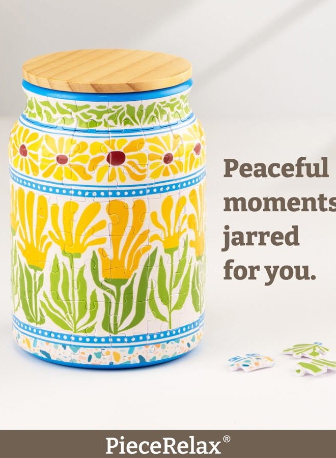 PieceRelax 3D Puzzle Pen Holder - Summer Blossoms | 128 Plastic Pieces & Wooden Lid | DIY Container for DIY | Creative Gift for Home & Office [BA1016] - Image 2