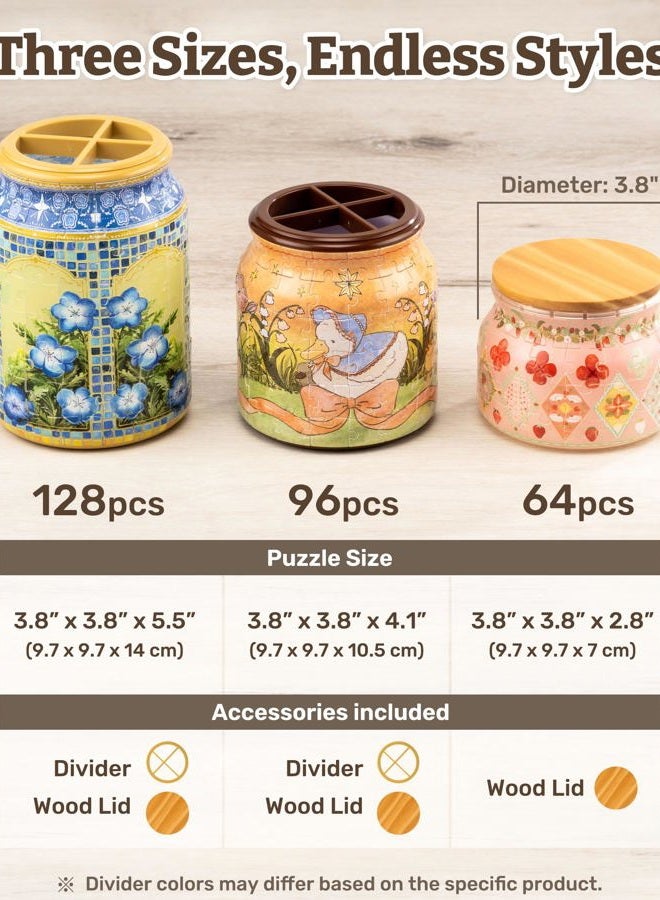PieceRelax 3D Puzzle Pen Holder - Summer Blossoms | 128 Plastic Pieces & Wooden Lid | DIY Container for DIY | Creative Gift for Home & Office [BA1016] - Image 4