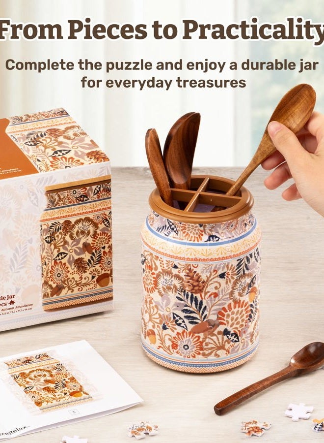 PieceRelax 3D Puzzle Pen Holder - Summer Blossoms | 128 Plastic Pieces & Wooden Lid | DIY Container for DIY | Creative Gift for Home & Office [BA1016] - Image 3