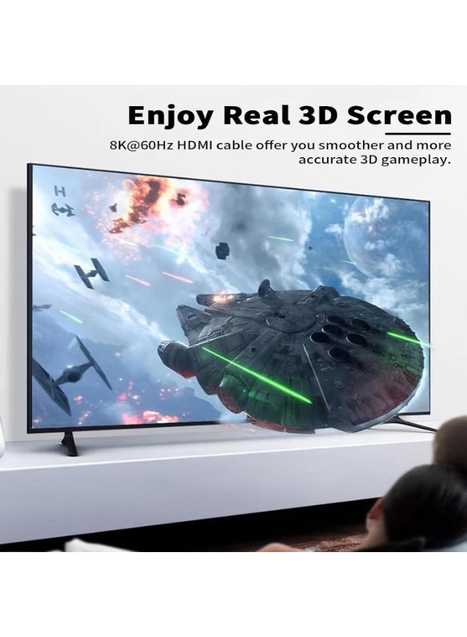 8K HDMI كابل، 2 قطعة 48 جيجابت/ثانية U شكل 180 درجة ممتد، 8K 60 هرتز 4K 120 هرتز ذكر إلى أنثى، مع مؤشر LED، متوافق مع PS5 وحاسوب محمول وشاشة HDTV ومراقبة للألعاب. - Image 5