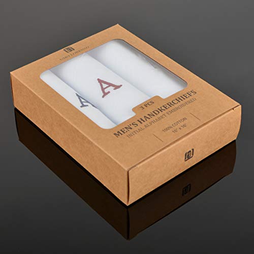 boxed-gifts Monogrammed Handkerchiefs for Men - Soft Hankies for Men + Great Monogrammed Gifts - Intial A - Image 5