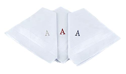 boxed-gifts Monogrammed Handkerchiefs for Men - Soft Hankies for Men + Great Monogrammed Gifts - Intial A - Image 1