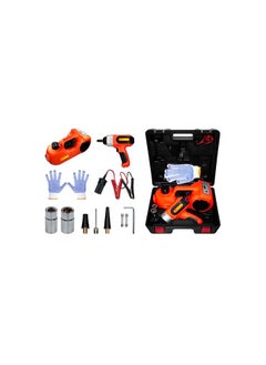 HD HD Air Pump and jack and flashligt and electric impact wrench 4 in 1 HDZSTT02B,digital monitor , 10 accessories included, 5 ton lifting weight up to 450mm height  - Image 1